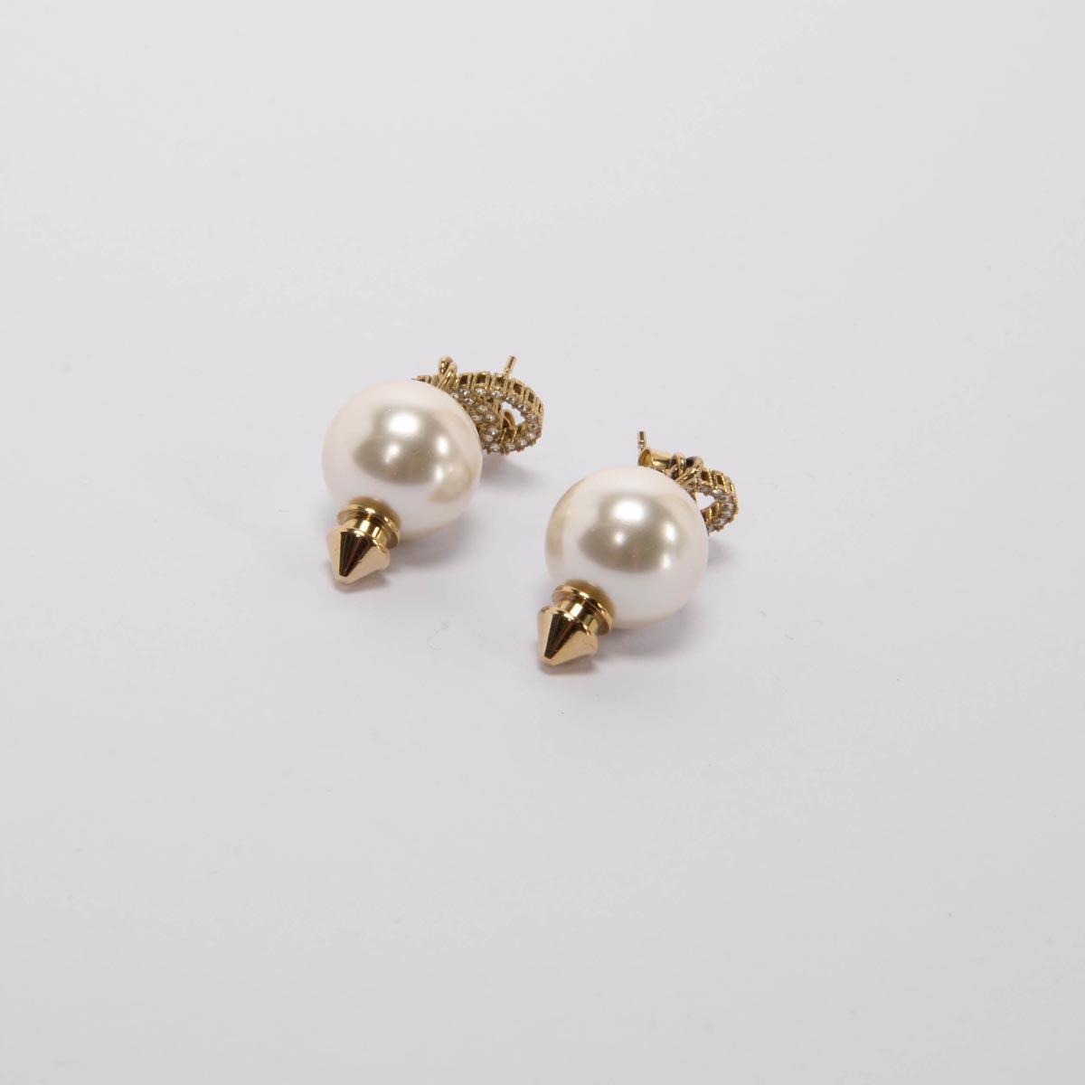 Gucci Gold Crystal & Pearl GG Drop Earrings