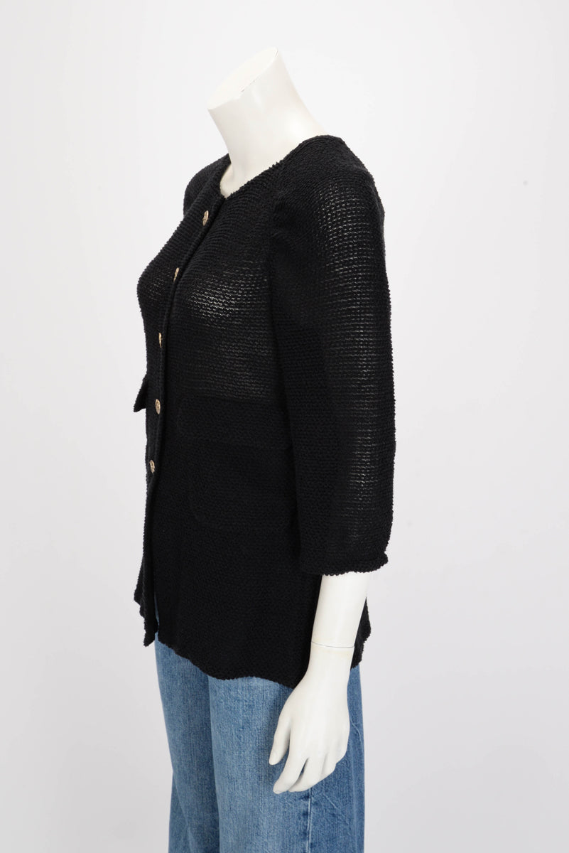 Chanel Black Knit Cardigan Jacket FR 40