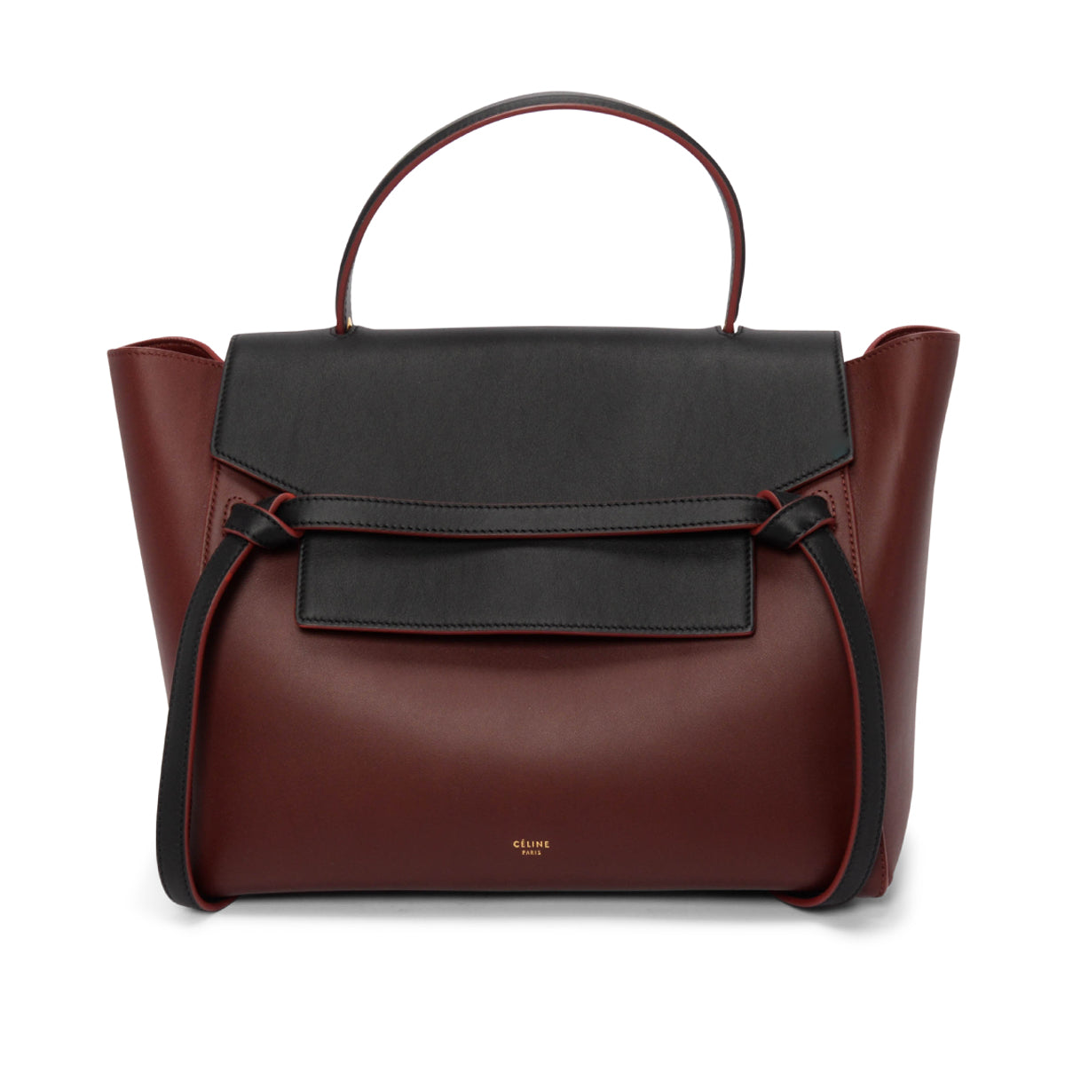 Celine Burgundy & Black Smooth Calfskin Belt Bag