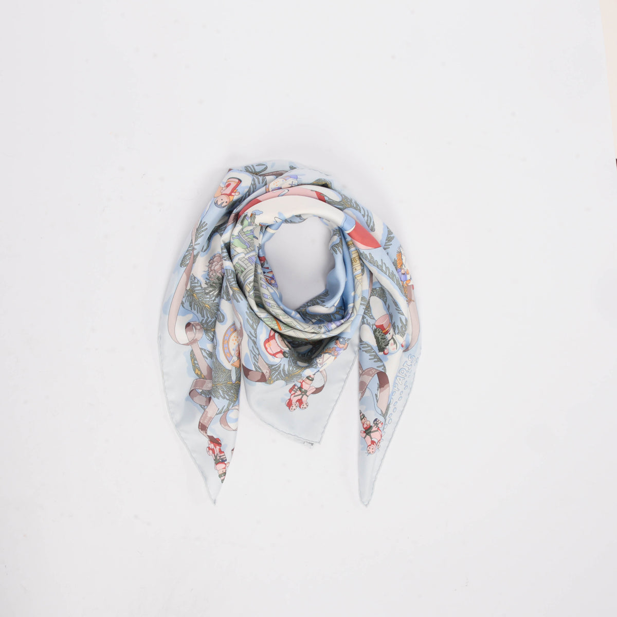 Hermes Light Blue Silk Noel Au 24 Faubourg Scarf