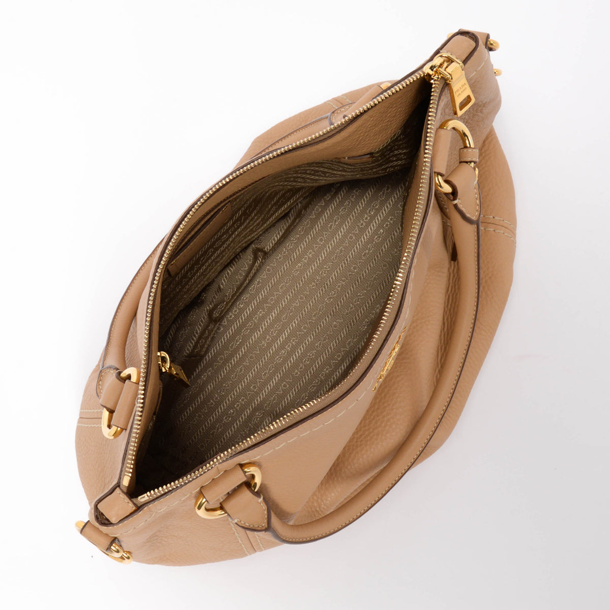 Prada Beige Grained Calfskin Vitello Daino Bag