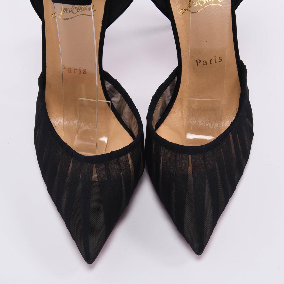 Christian Louboutin Black Pleated Organza Noor 100 Pumps 41