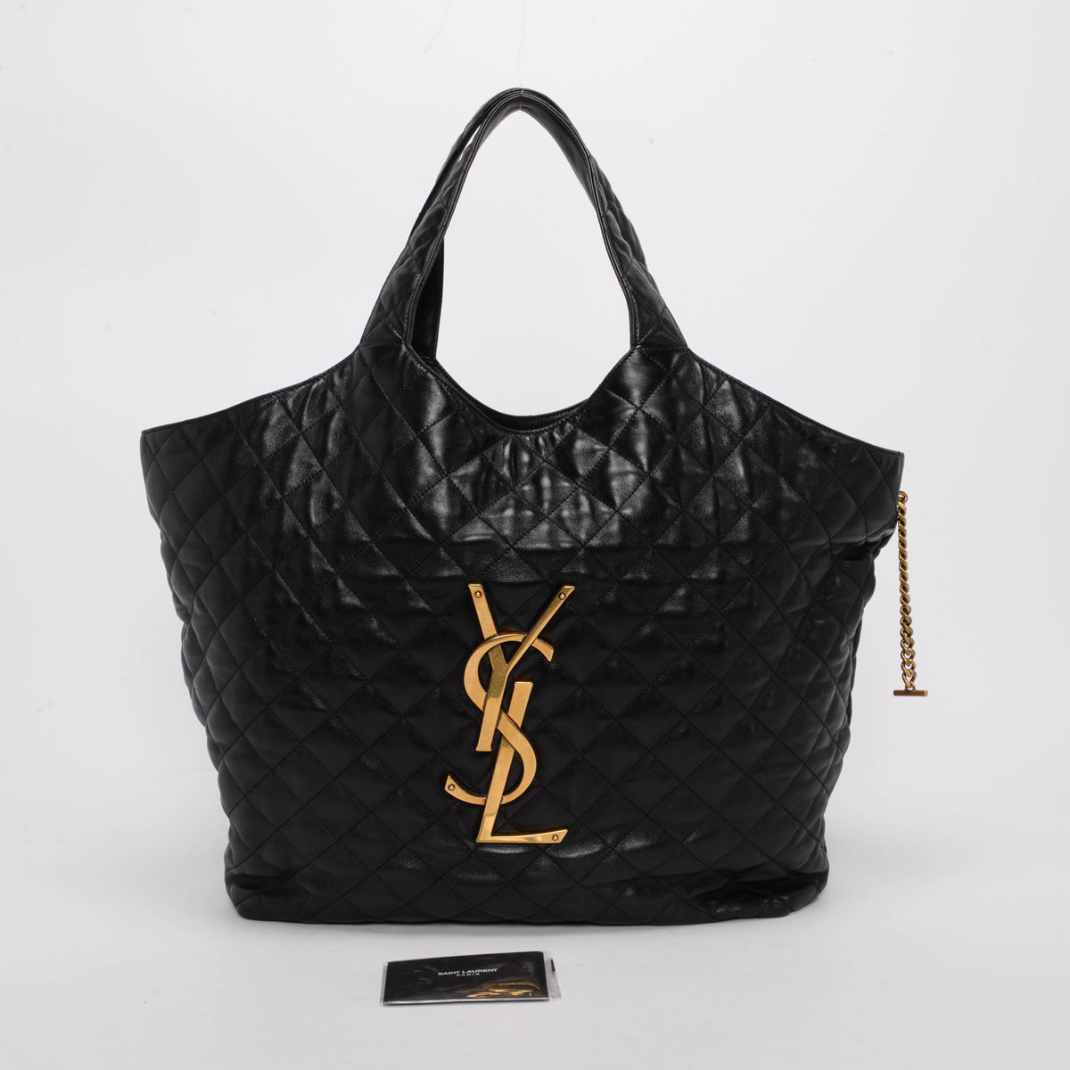 Saint Laurent Black Quilted Lambskin Maxi Icare Shopping Tote