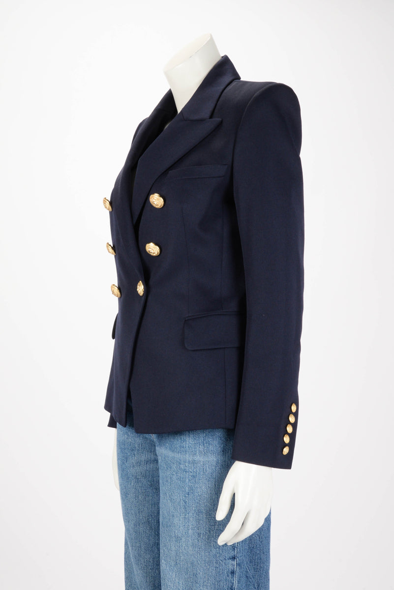 Balmain Navy Wool Classic DB Blazer FR 40