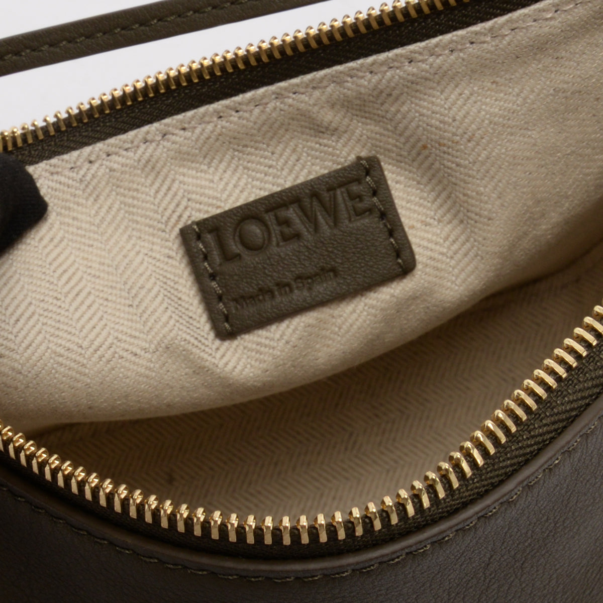 Loewe Olive Calfskin Braided Handle Mini Hammock Hobo + Strap