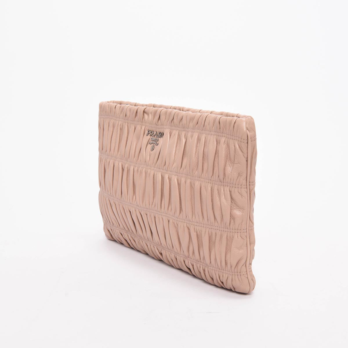 Prada Dusty Pink Gaufre Nappa Zipped Pouch