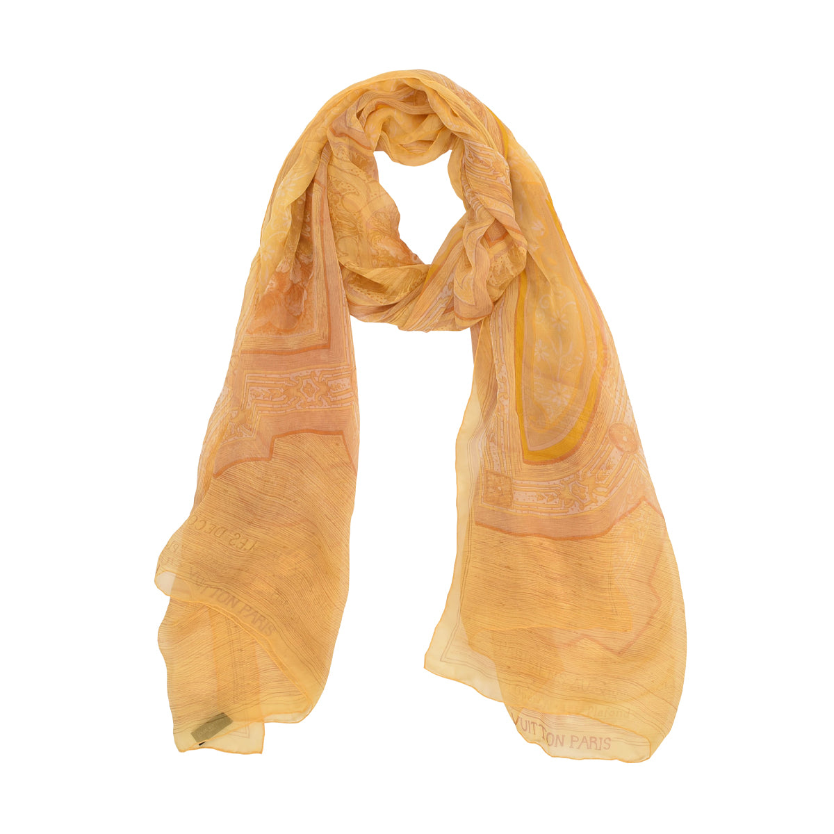 Louis Vuitton Yellow Chiffon Les Decors Parisiens Scarf