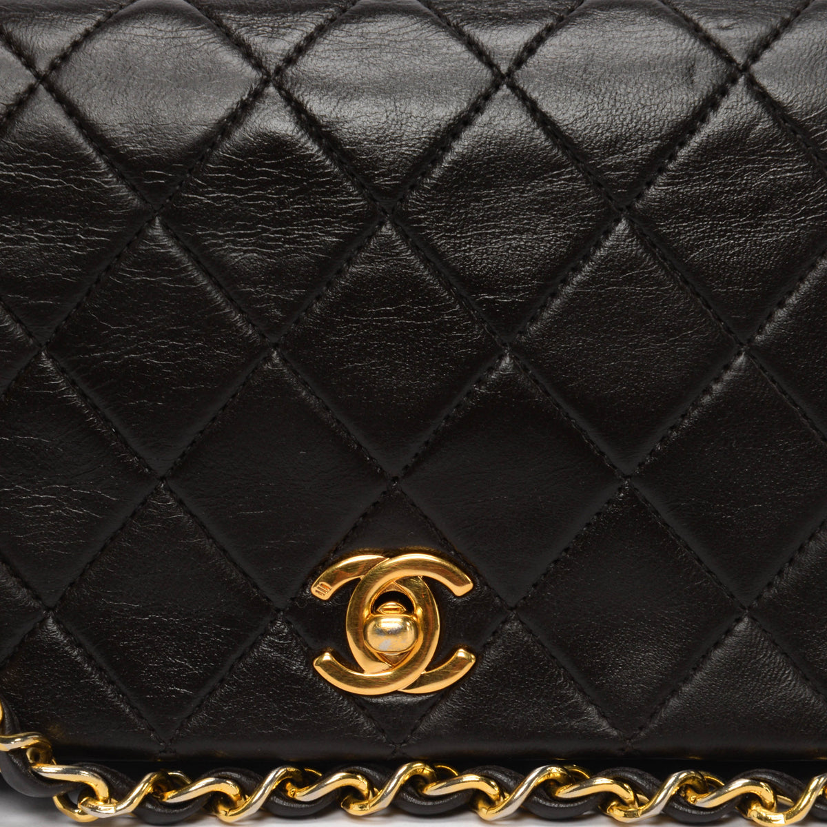 Chanel Vintage Brown Lambskin CC Full Flap Mini Bag