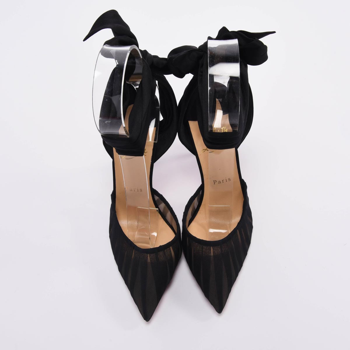 Christian Louboutin Black Pleated Organza Noor 100 Pumps 41