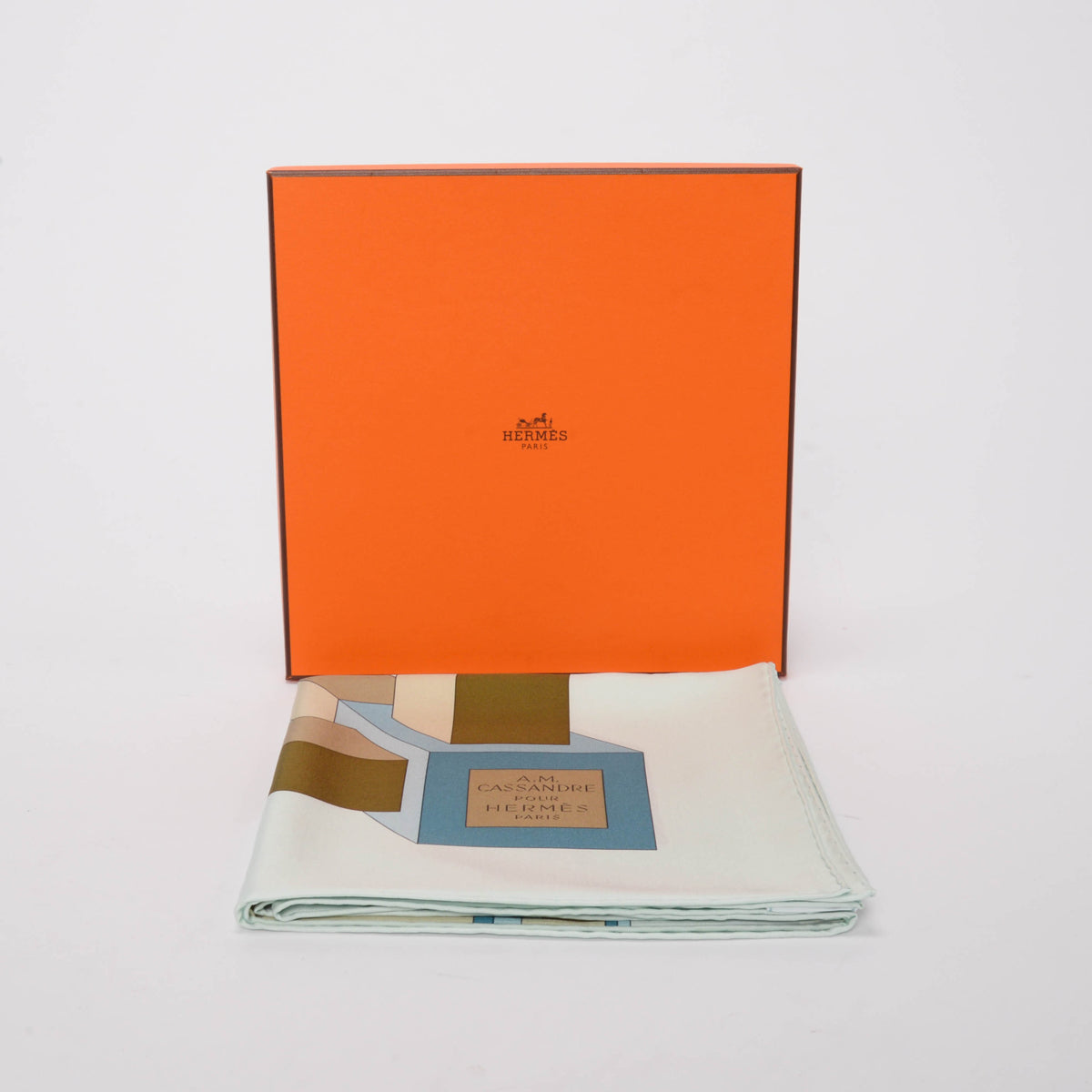 Hermes Pale Blue Silk Perspective Scarf