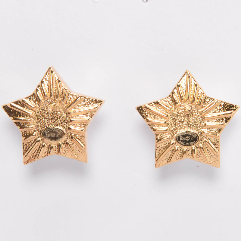 Chanel Gold Pearlescent CC Star Earrings - Blue Spinach