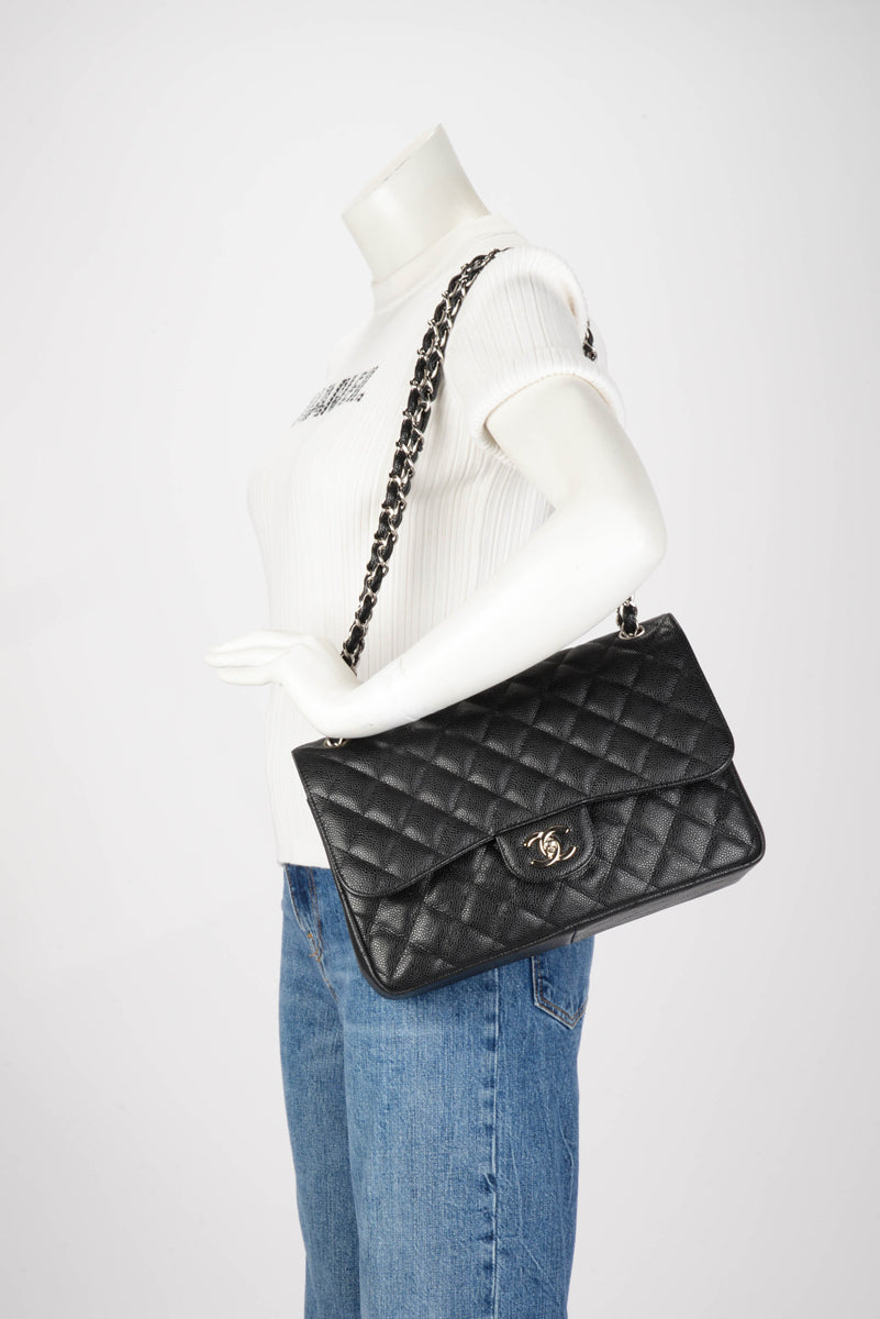 Chanel Black Quilted Caviar Large Classic Flap Bag