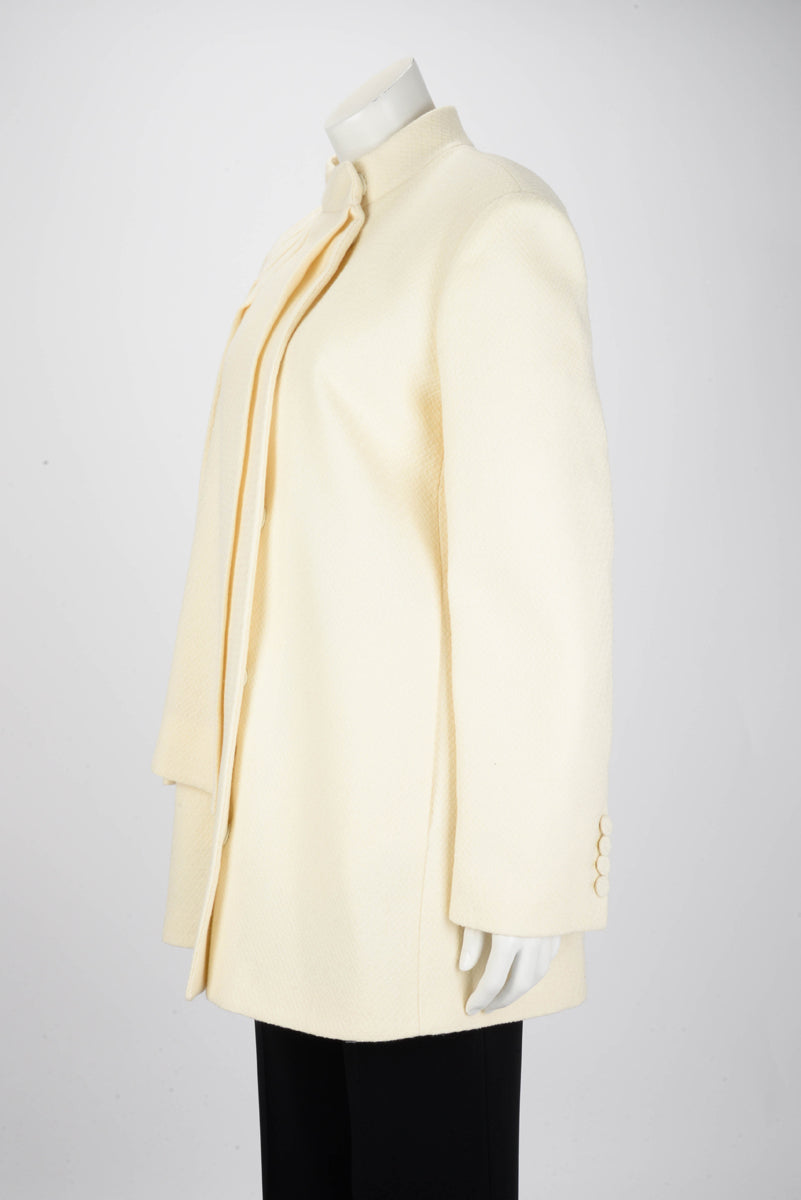 Gucci Cream Wool Pleated Coat IT 44