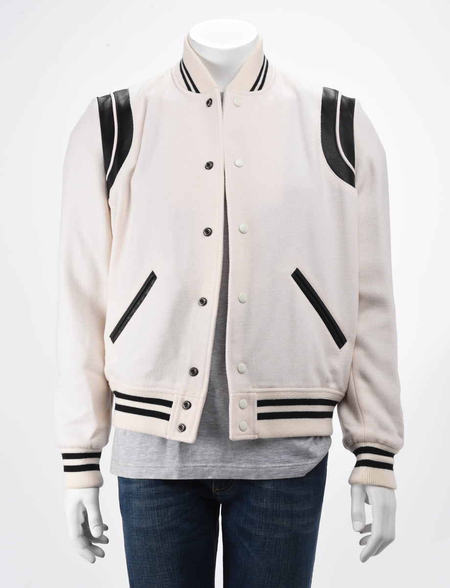 Saint Laurent Cream Wool & Lambskin Teddy Jacket FR 50