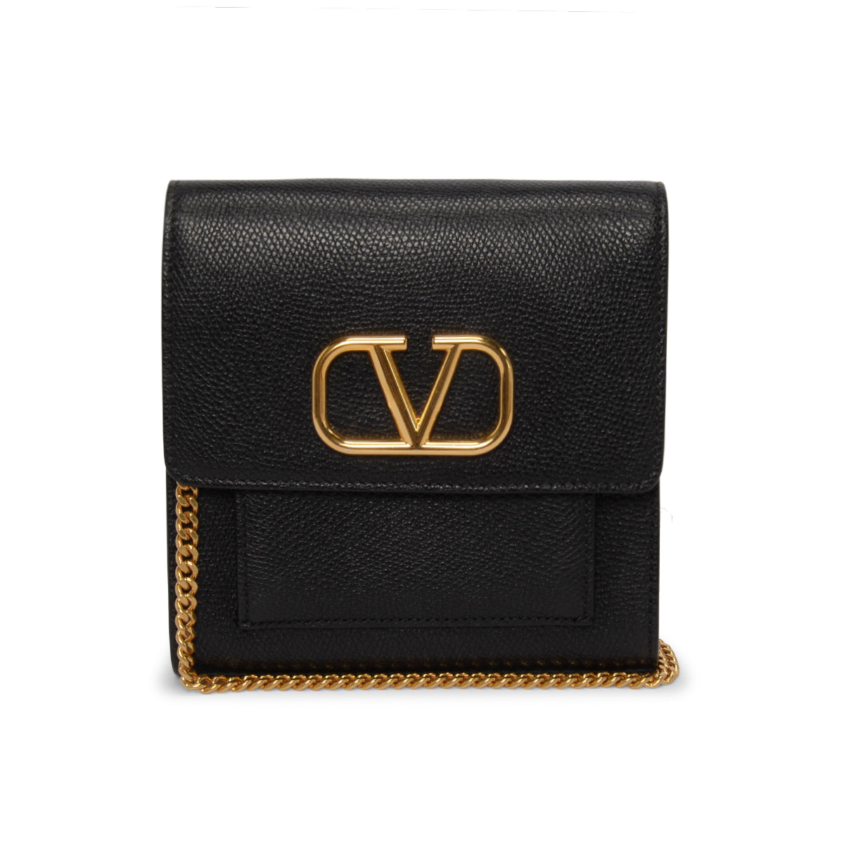 Valentino Black Grained Leather VSling Bag