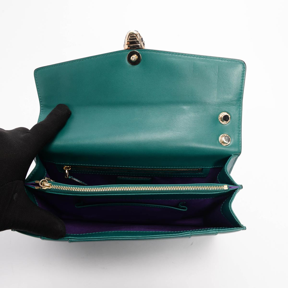 Bulgari Emerald Calfskin Medium Serpenti Forever Bag