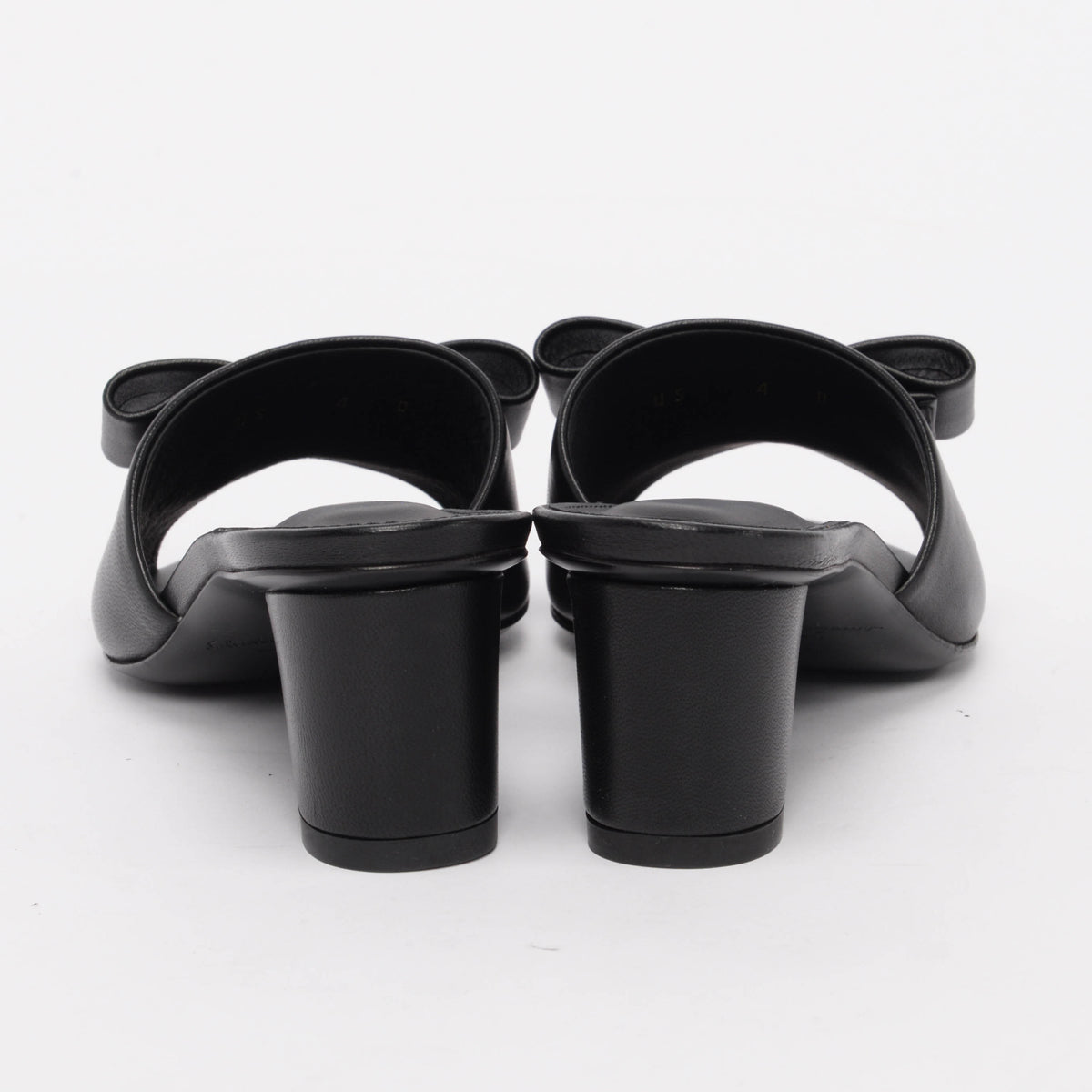 Ferragamo Black Lambskin Valery Bow Sandals 4