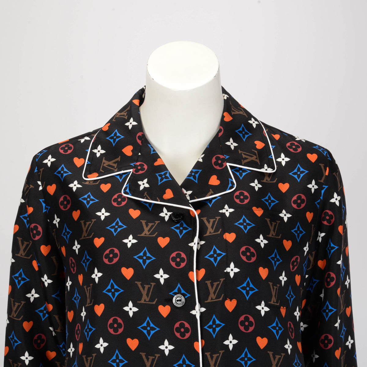 Louis Vuitton Black Silk Game On Monogram Card Pocket Shirt FR 38