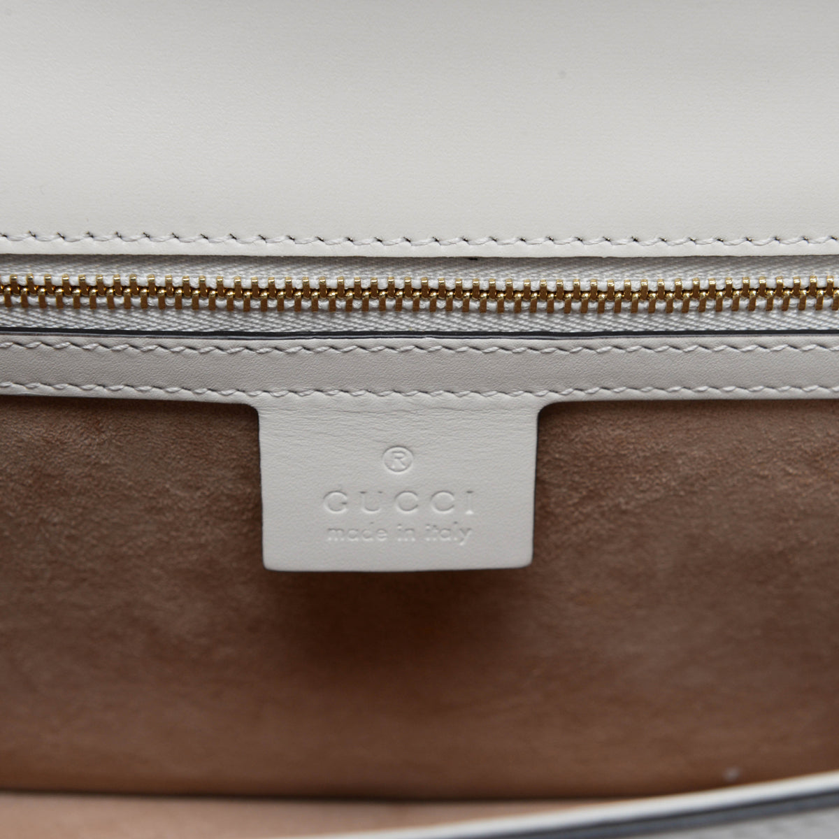 Gucci White Calfskin Small Sylvie Shoulder Bag