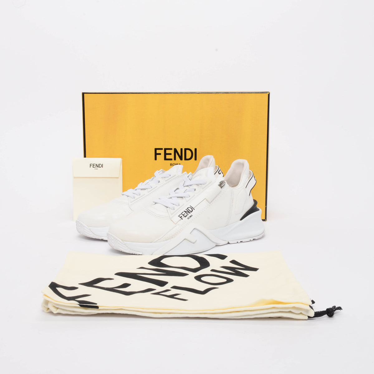 Fendi White Calfskin Fendi Flow Sneakers 39