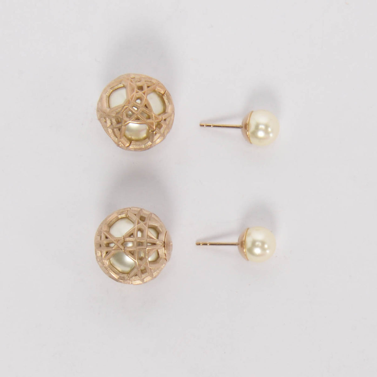 Dior Light Gold Pearl Secret Cannage Tribales Earrings