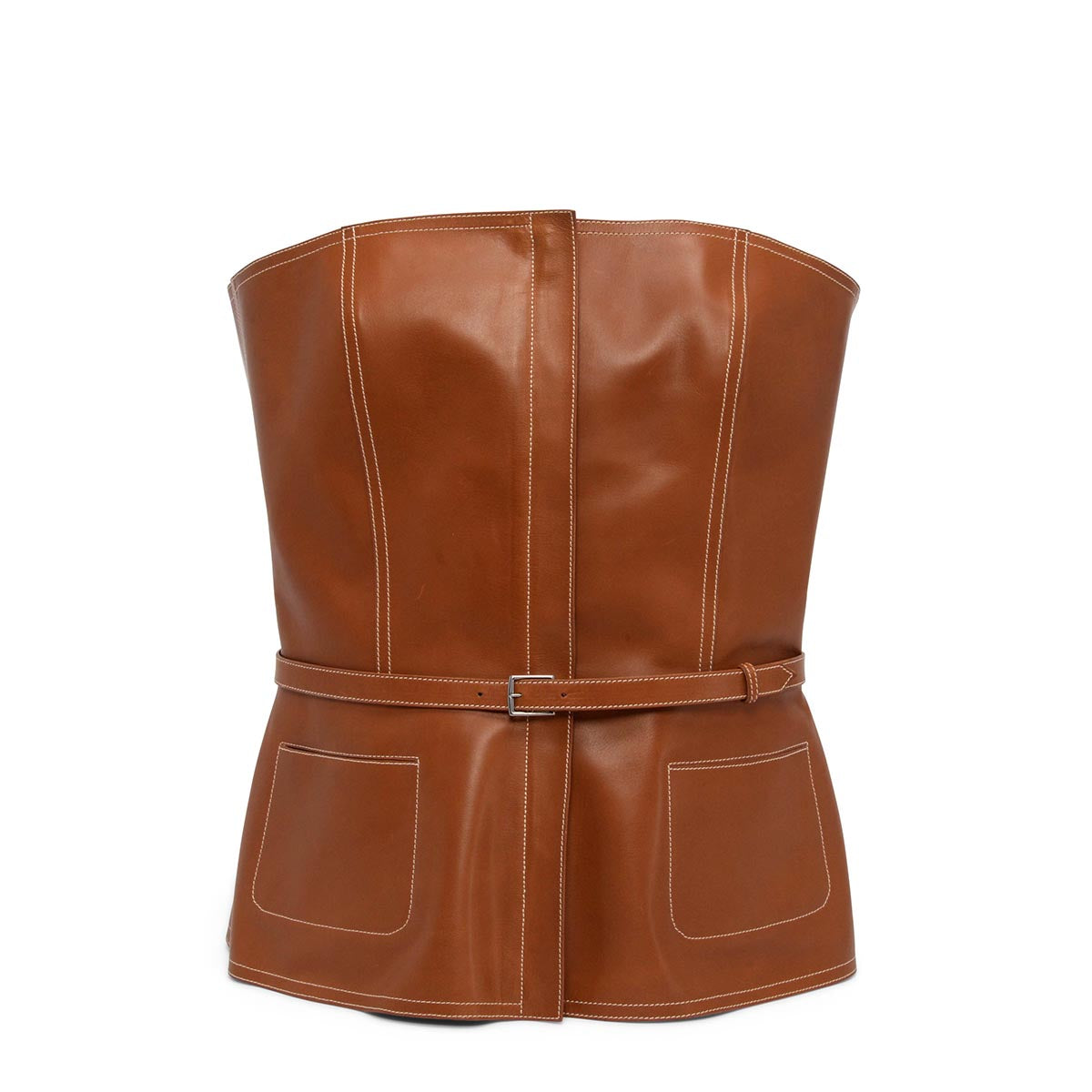 Hermes Caramel Barenia Sculpted Bustier FR 38