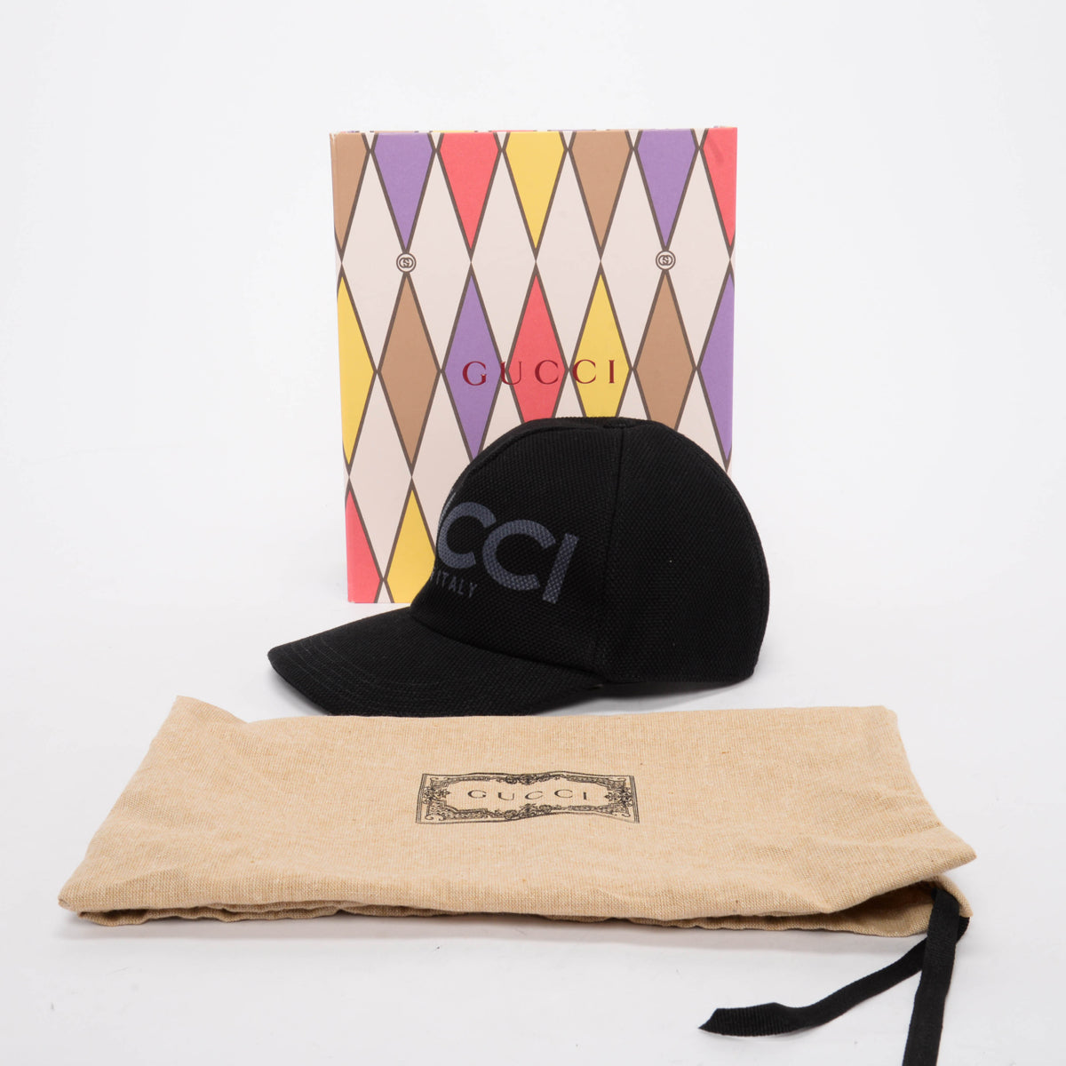 Gucci Black Cotton Canvas Logo Print Baseball Cap