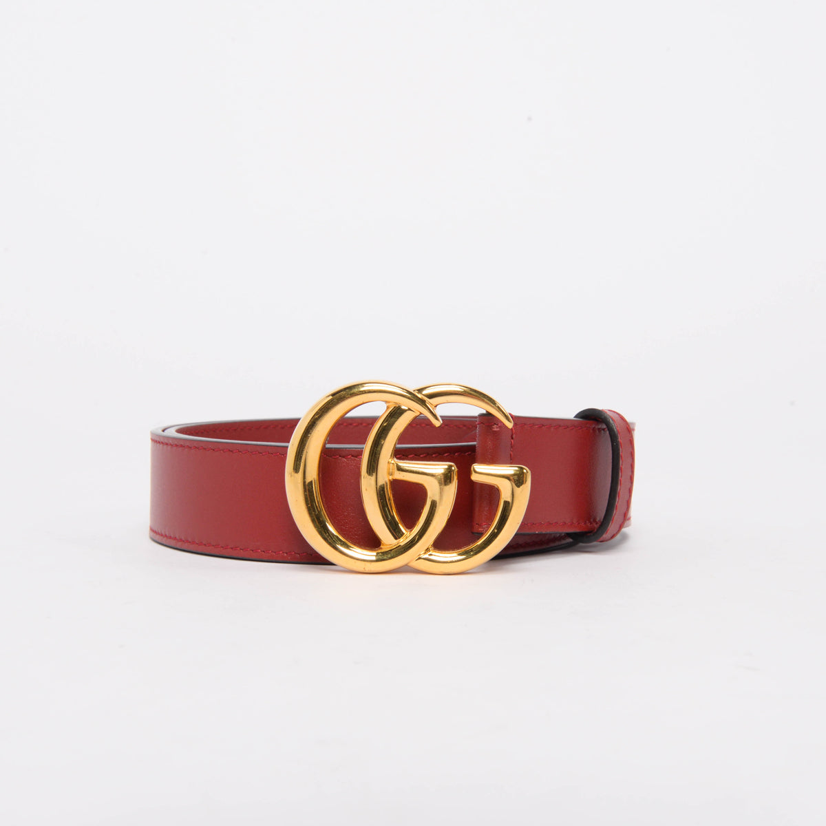 Gucci Red Leather GG Buckle Belt