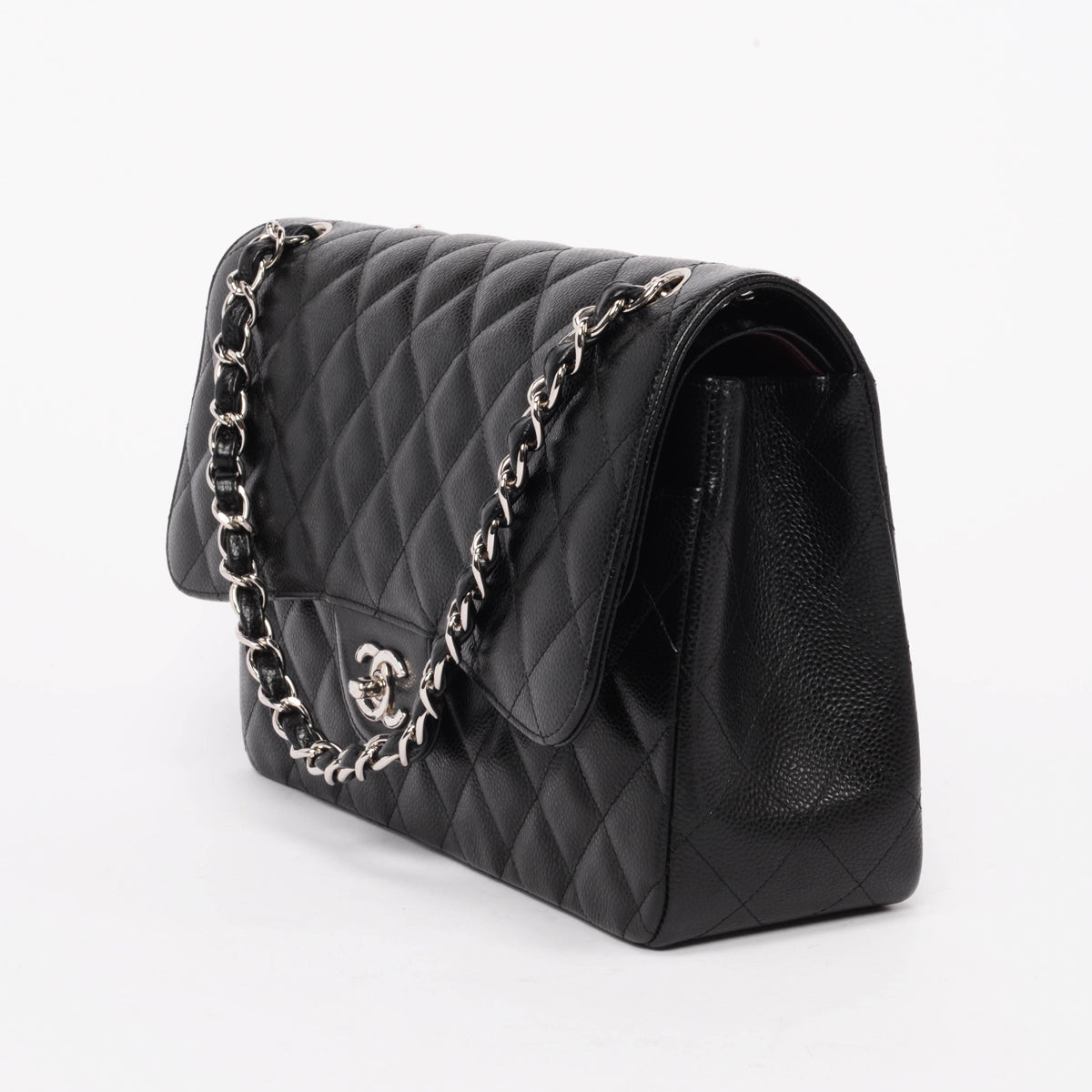 Chanel Black Caviar Large Double Flap Shoulder Bag