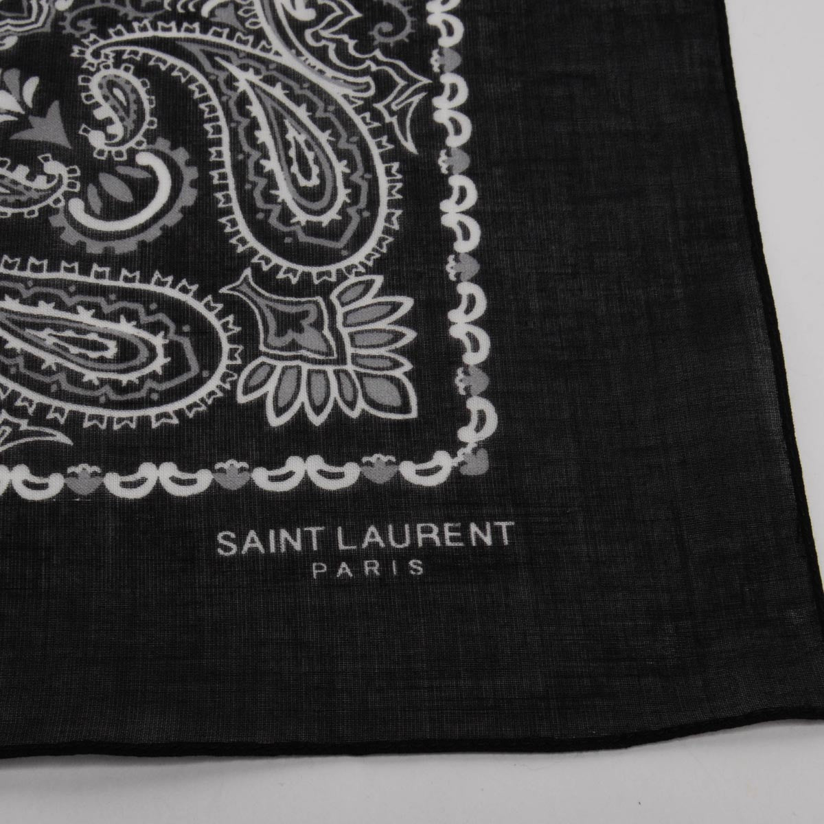 Saint Laurent Black Cotton Paisley Print Bandana