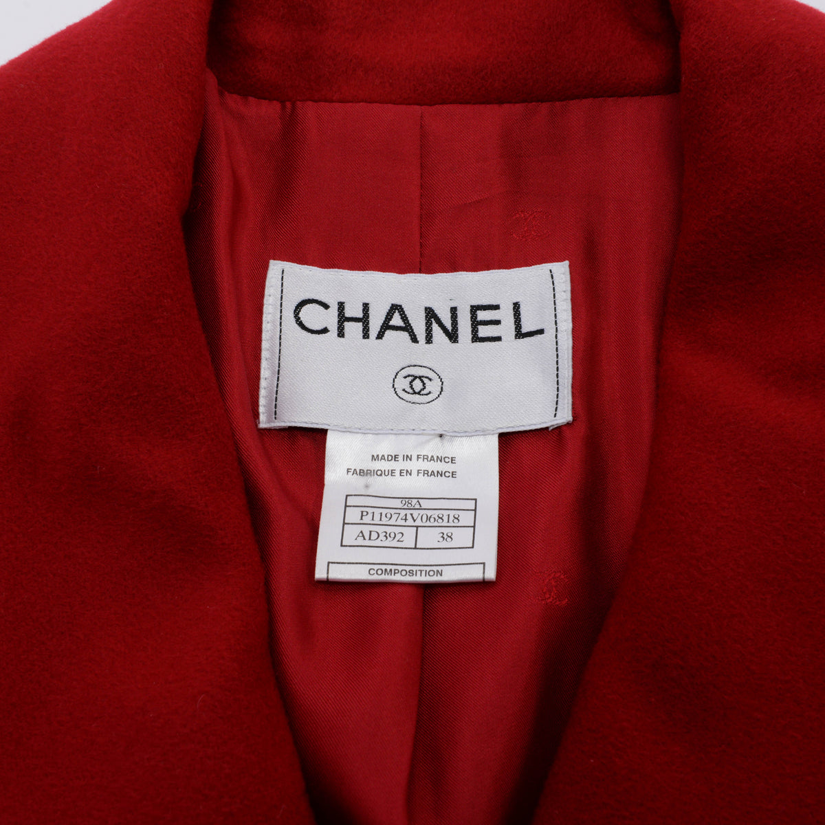 Chanel Red Cashmere Four Pocket Jacket FR 38