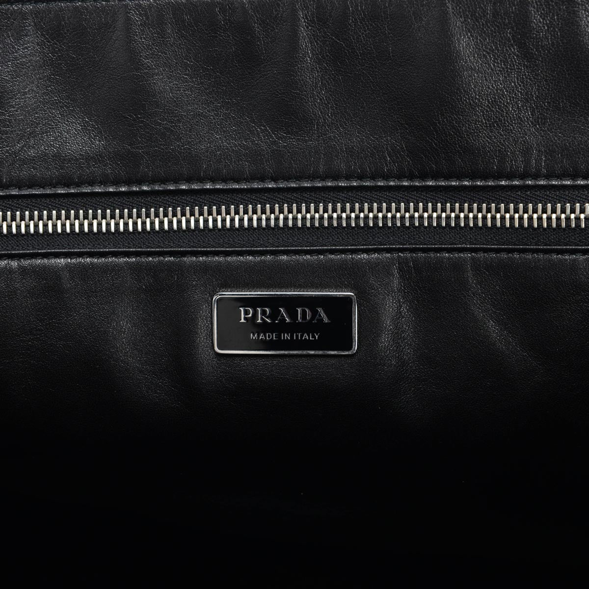 Prada Black Antique Nappa Leather Large Tote