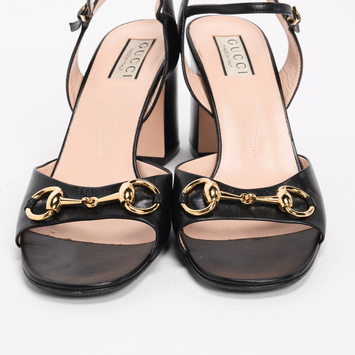 Gucci Black Calfskin Horsebit Sandals 39.5