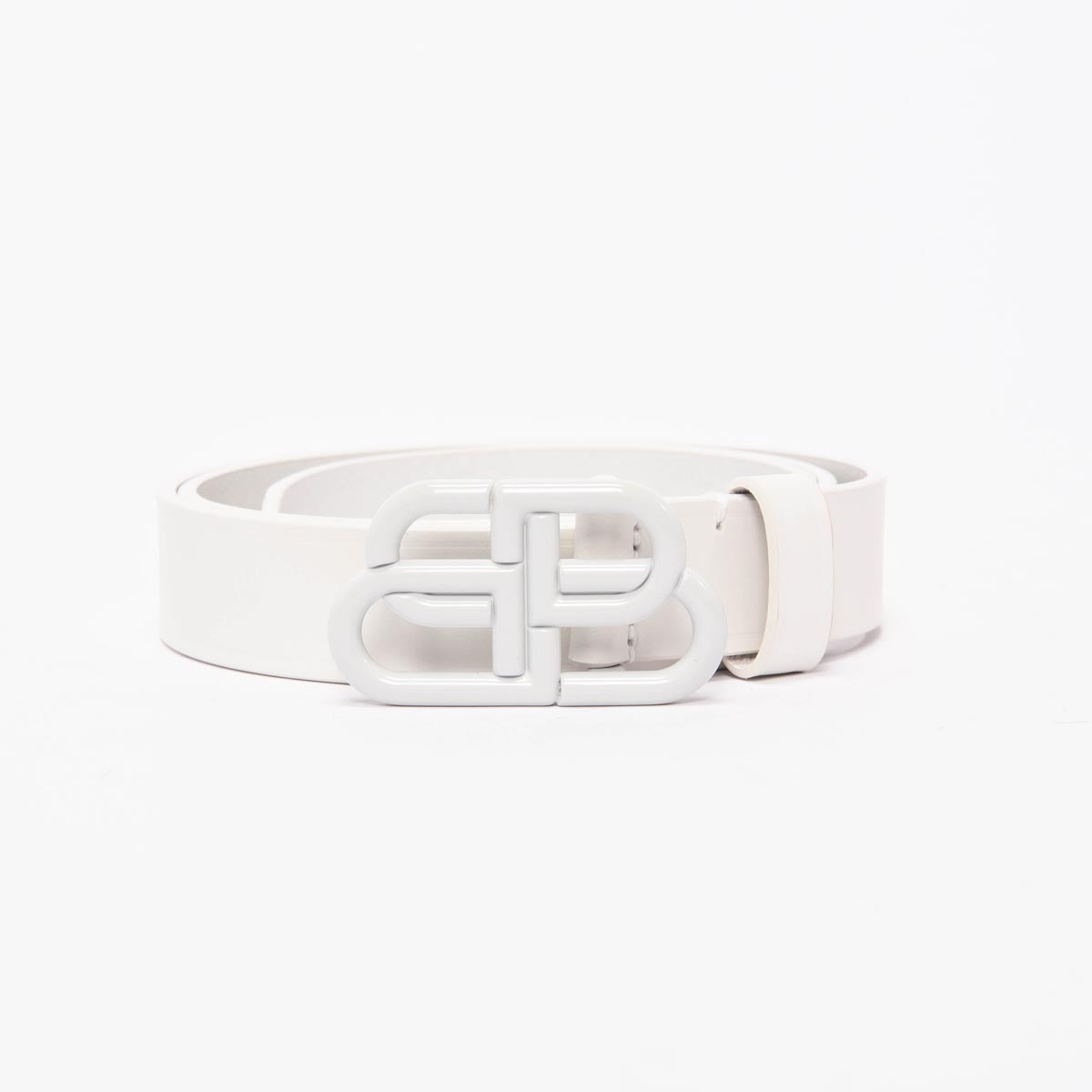 Balenciaga White Calfskin BB Belt