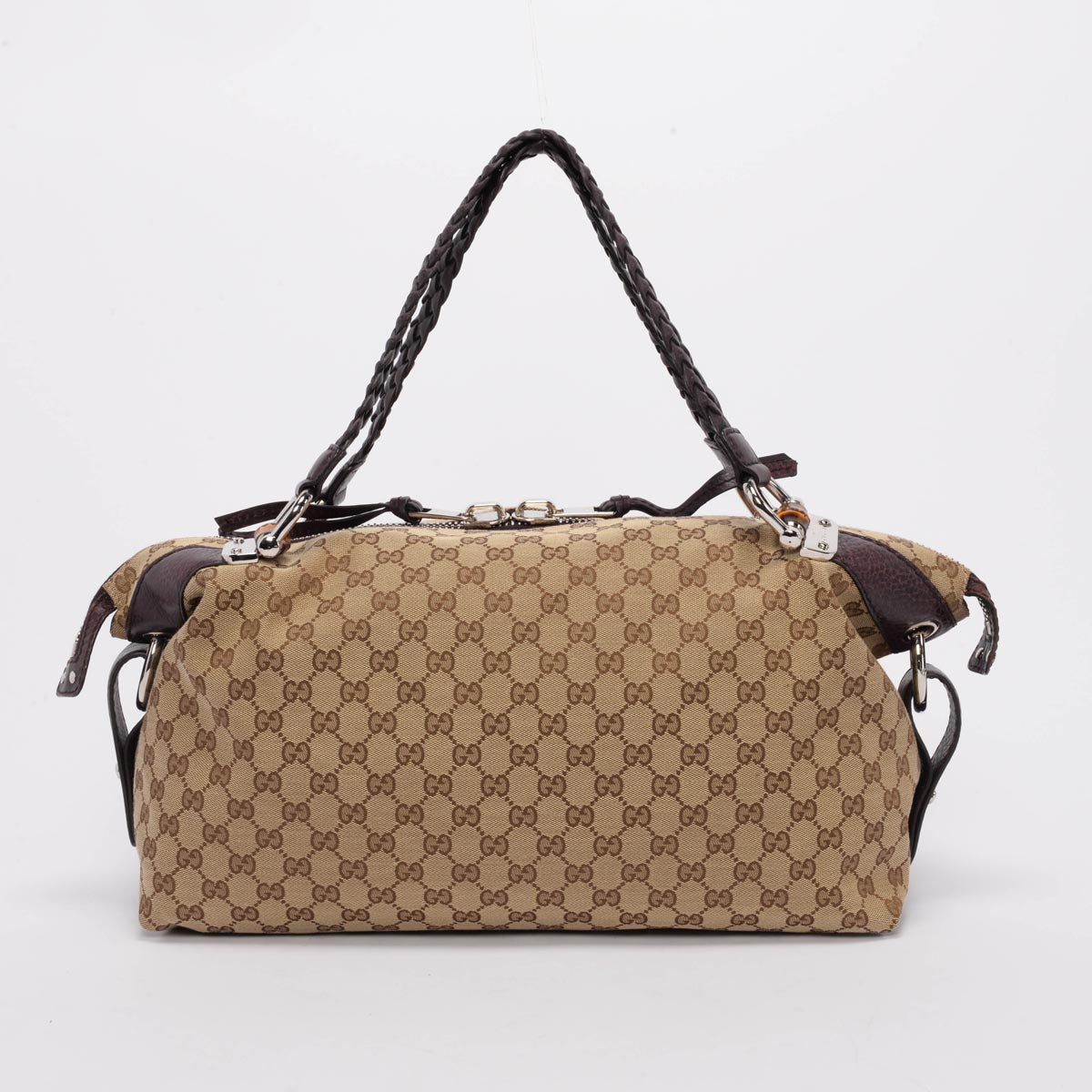 Gucci GG Canvas Medium Bamboo Bar Tote