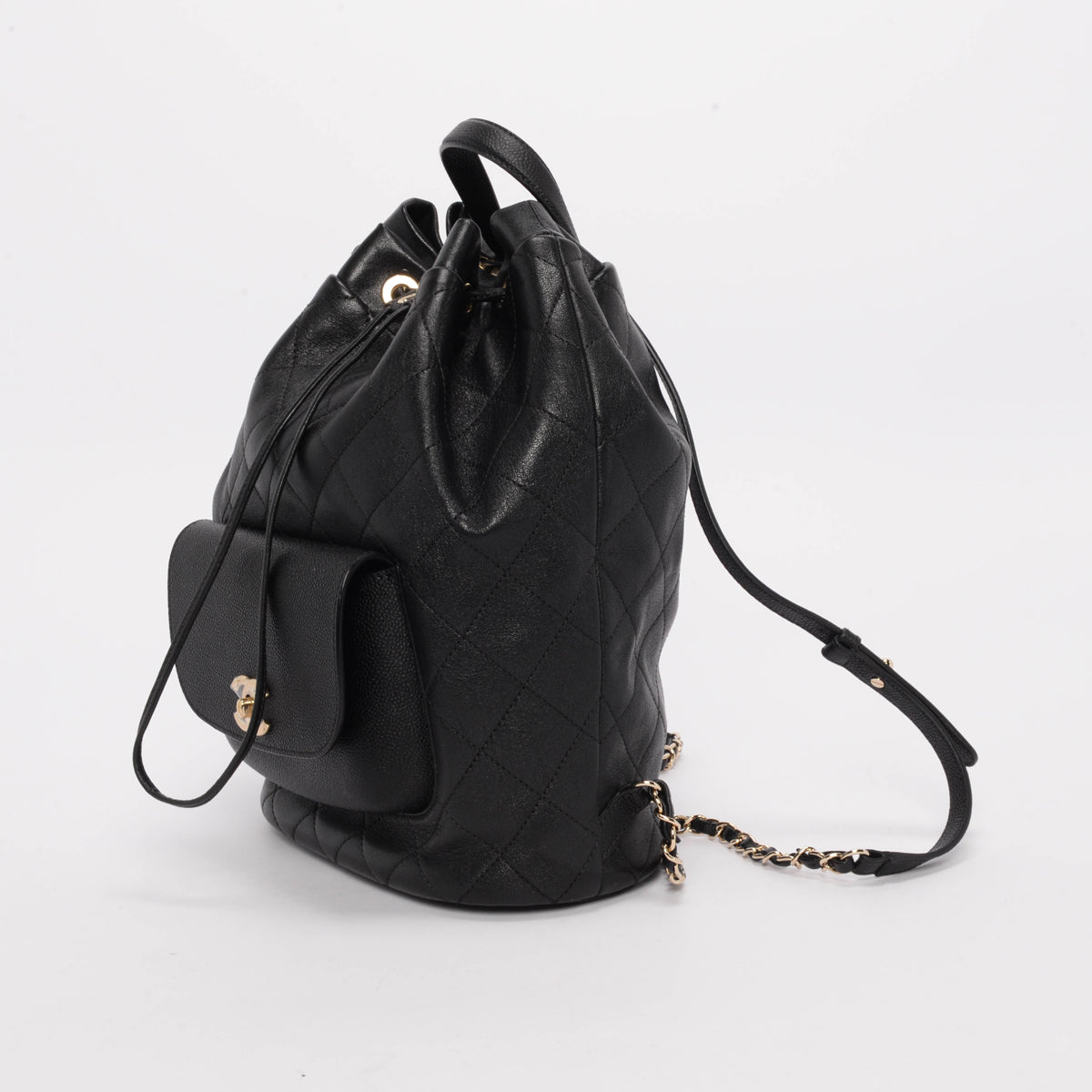 Chanel Black Quilted Sheepskin Daily Round Backpack