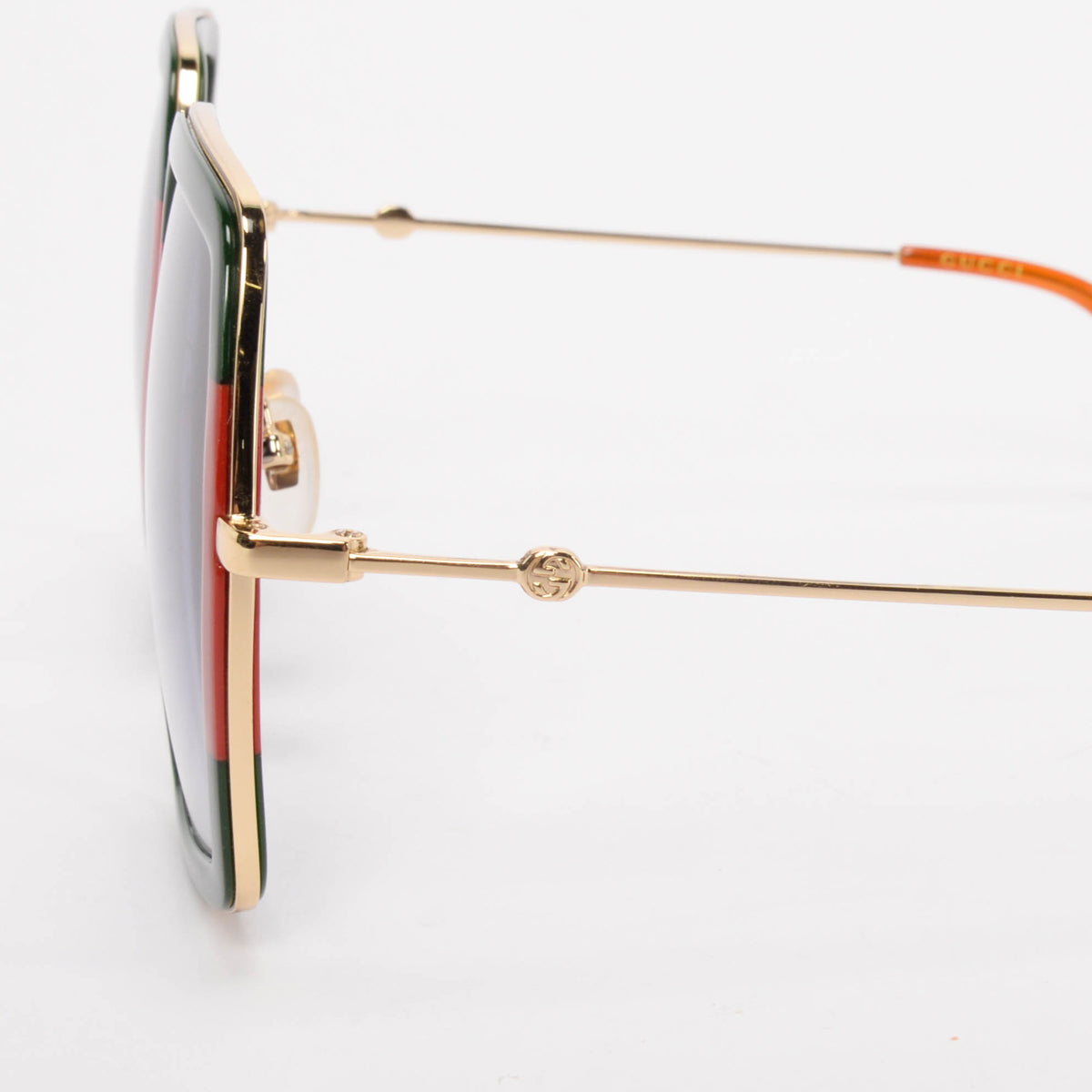 Gucci Red & Green Square Frame Sunglasses