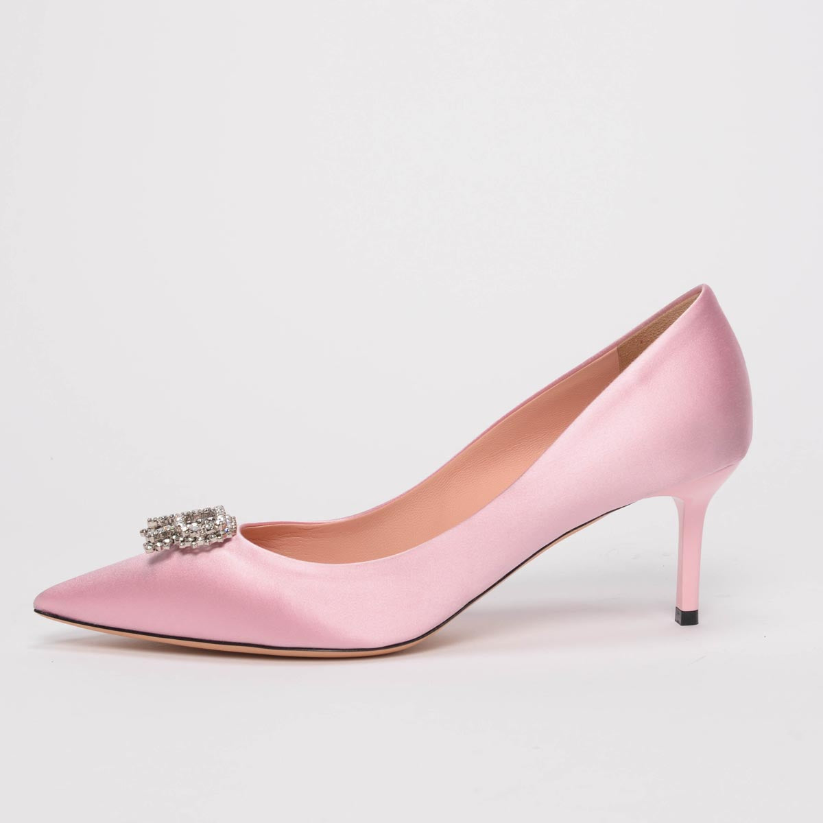 Rochas Pink Satin R-Crystal Pumps 41