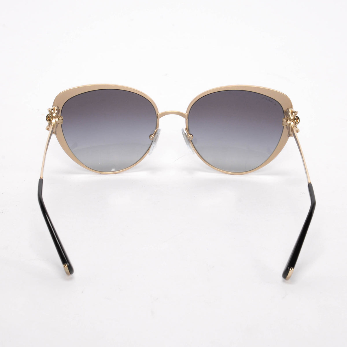 Bulgari Gold & Black Crystal Flower Cat Eye Sunglasses