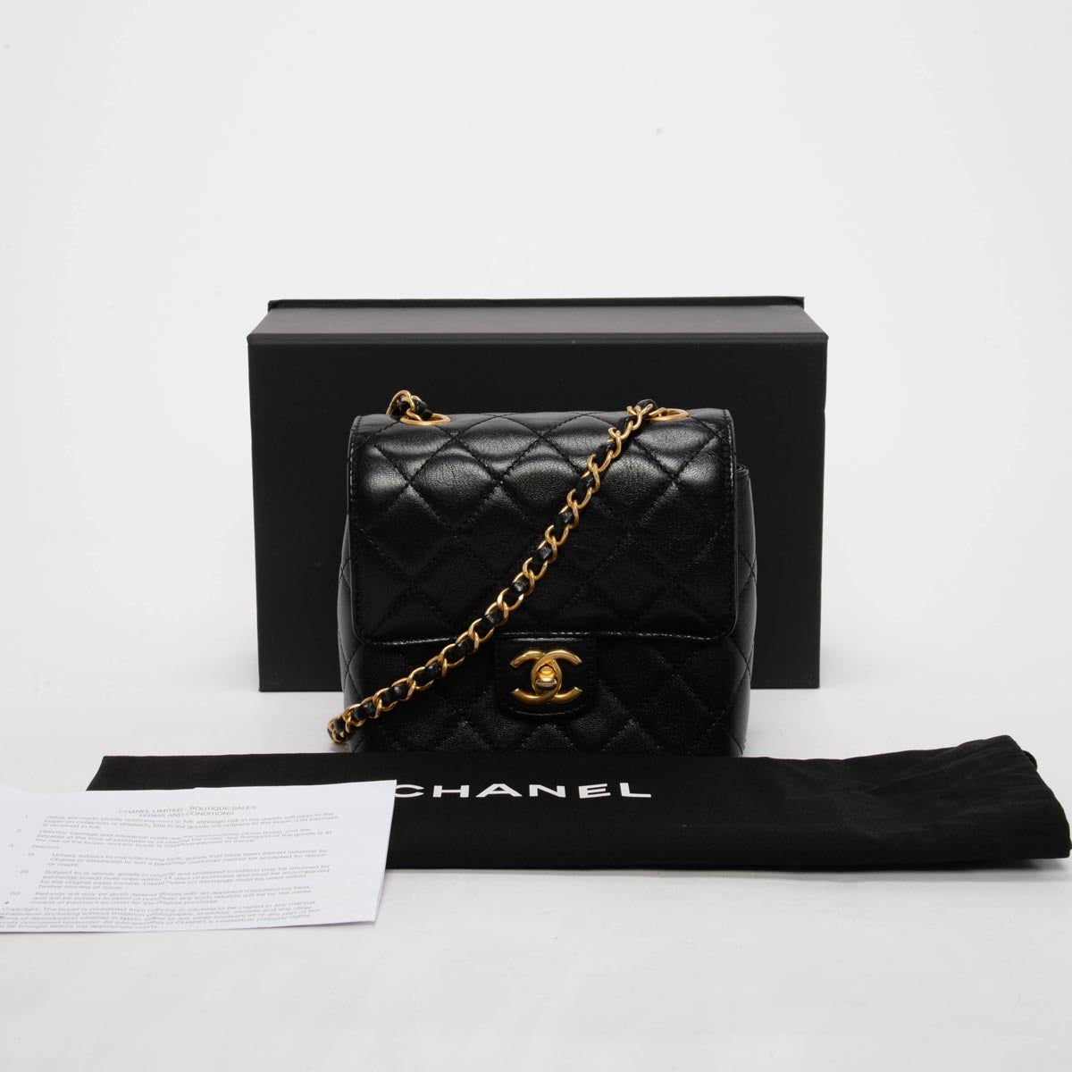 Chanel Black Quilted Goatskin Mini Square Flap Bag