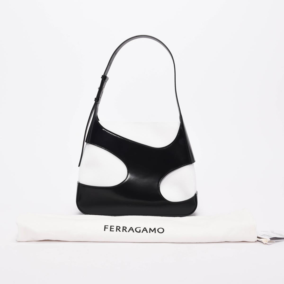 Ferragamo Black & White Cut-Out Detail Bag