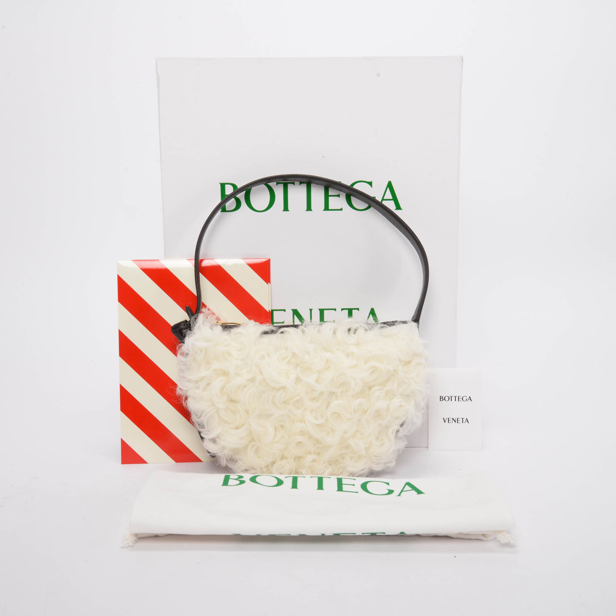 Bottega Veneta Fondant & White Shearling Mini Sunrise Bag