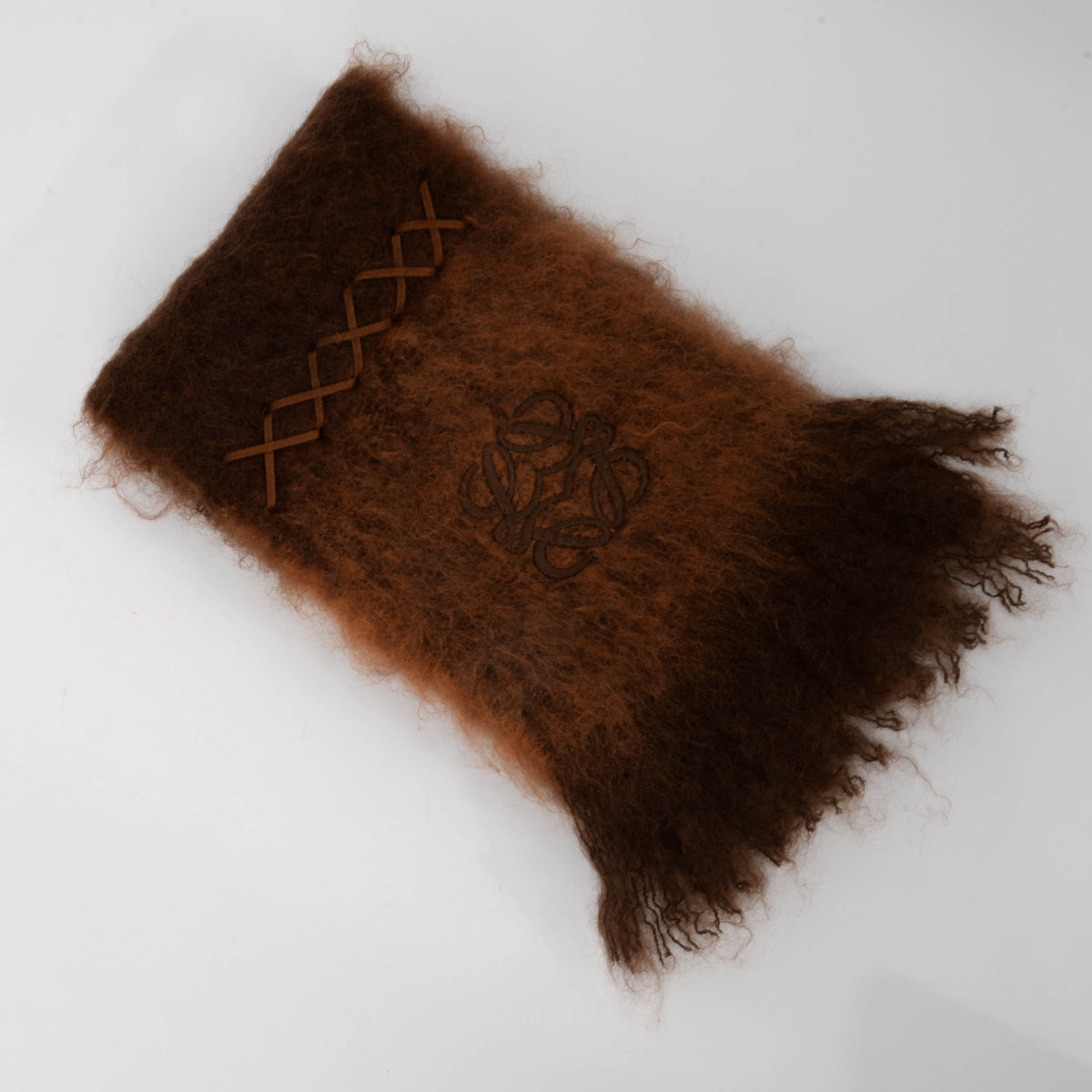 Loewe Brown Felted Mohair Anagram Scarf