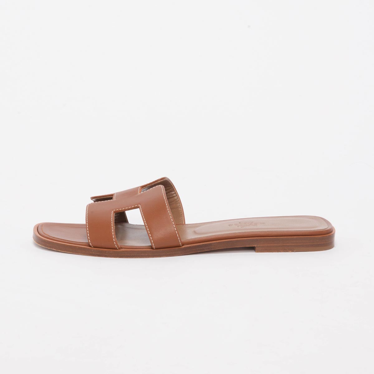 Hermes Gold Calfskin Oran Sandals 37