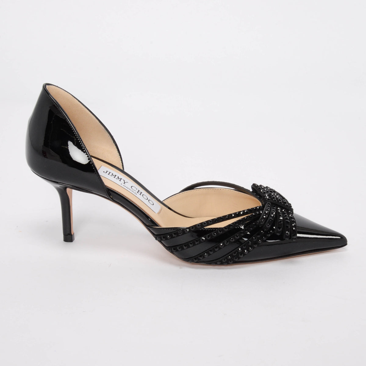 Jimmy Choo Black Patent Kaitence Bow Detail Pumps 36.5