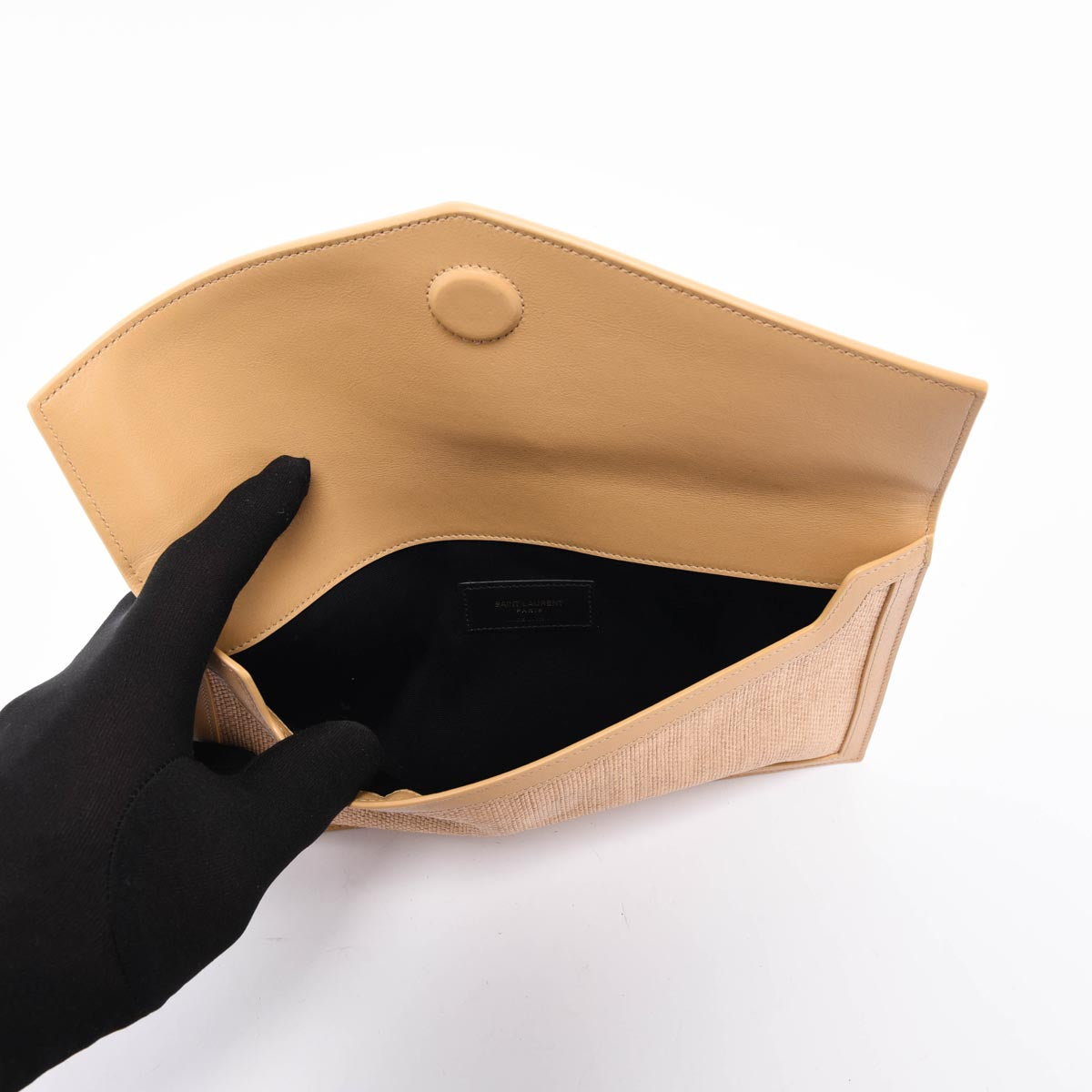 Saint Laurent Natural Micro Raffia Uptown Pouch