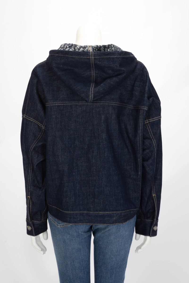 Dior Indigo Denim & Oblique Oversized Hooded Jacket FR 36