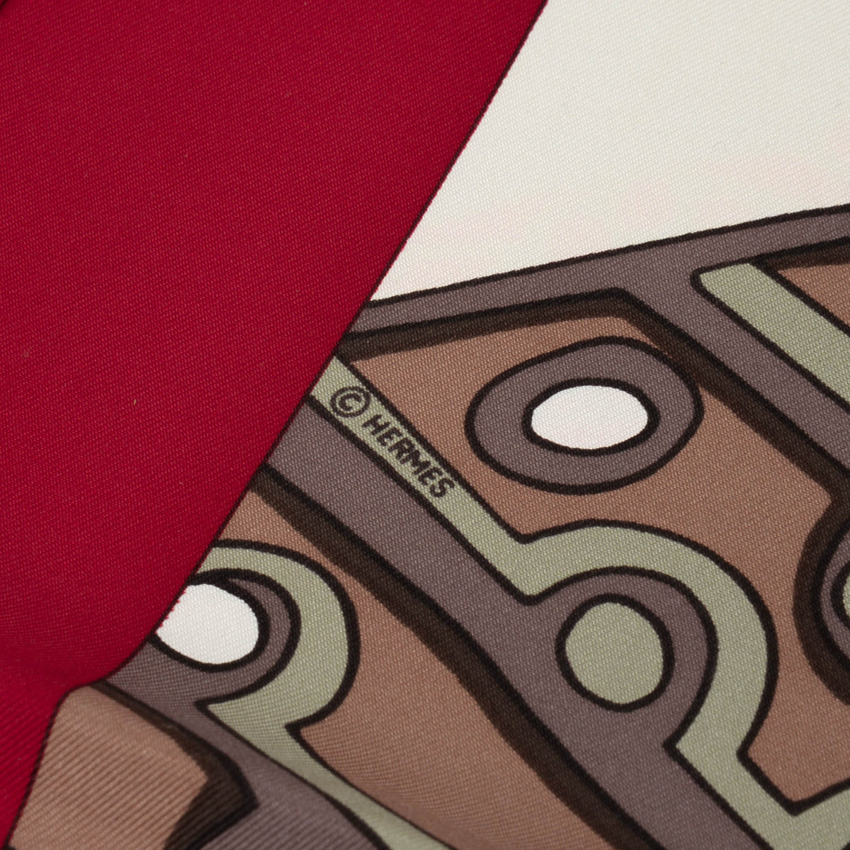 Hermes Red Silk Grands Fonds II Scarf