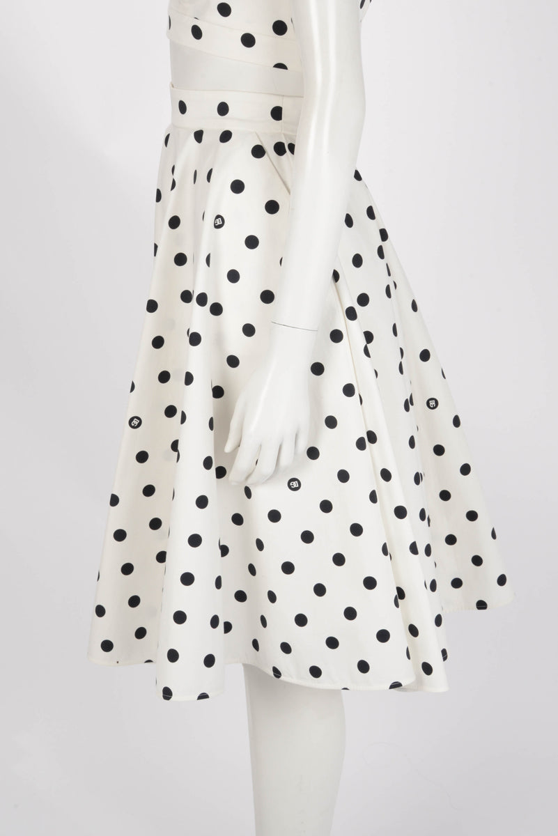 Dolce & Gabbana White Polka Dot Crop Top & Skirt IT 40