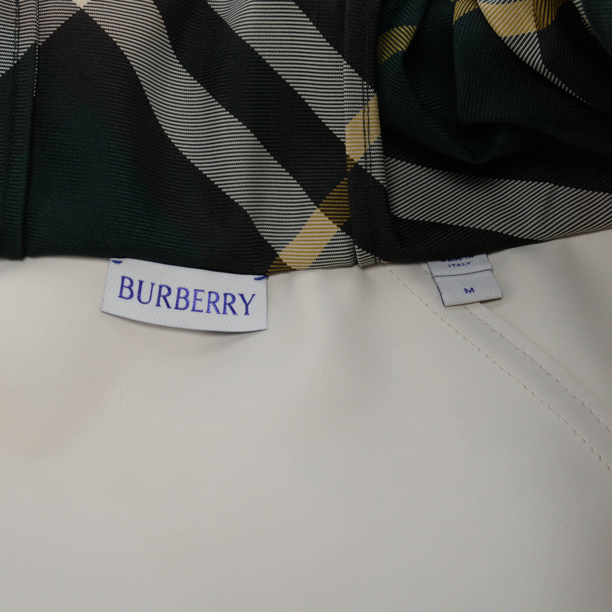 Burberry Cream Polyester Check Hood Parka Coat M